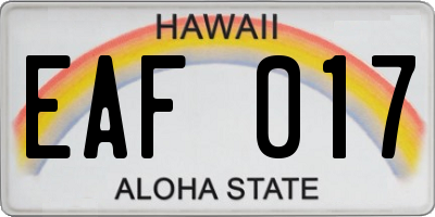 HI license plate EAF017