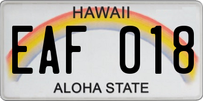 HI license plate EAF018