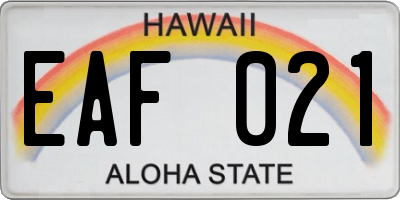 HI license plate EAF021