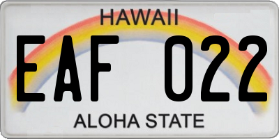 HI license plate EAF022