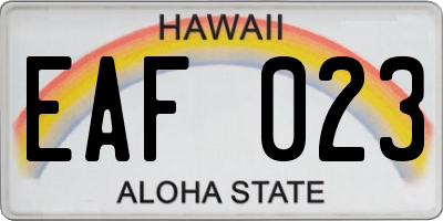 HI license plate EAF023