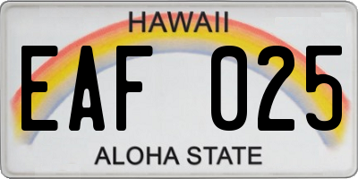 HI license plate EAF025