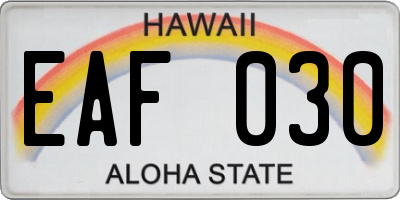 HI license plate EAF030