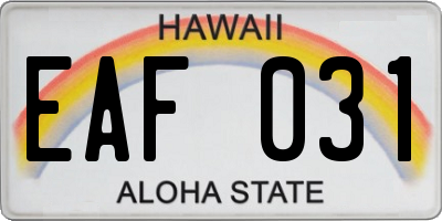 HI license plate EAF031