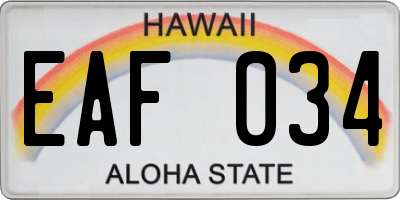 HI license plate EAF034