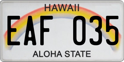 HI license plate EAF035