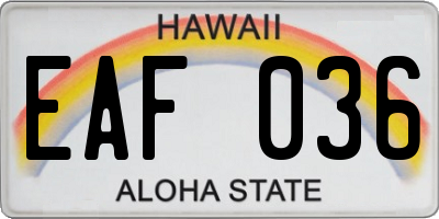 HI license plate EAF036