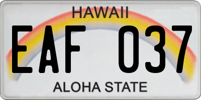 HI license plate EAF037