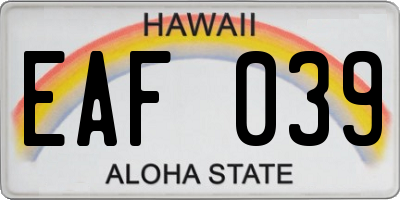 HI license plate EAF039