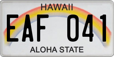 HI license plate EAF041