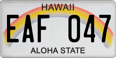 HI license plate EAF047