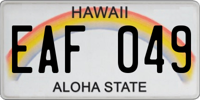 HI license plate EAF049