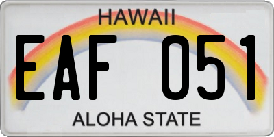 HI license plate EAF051