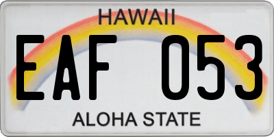 HI license plate EAF053