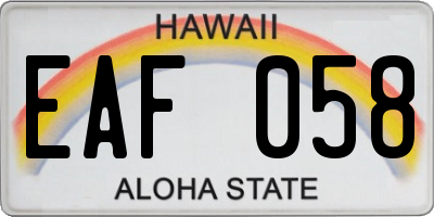 HI license plate EAF058