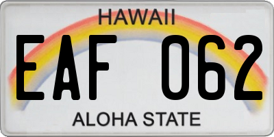 HI license plate EAF062