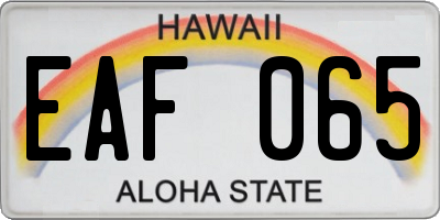 HI license plate EAF065