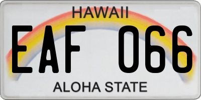 HI license plate EAF066