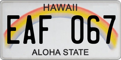 HI license plate EAF067