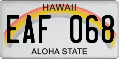 HI license plate EAF068