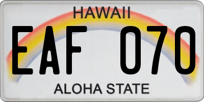 HI license plate EAF070