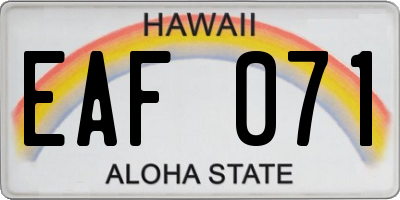 HI license plate EAF071