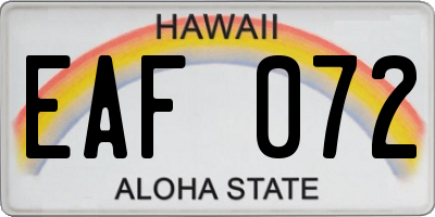 HI license plate EAF072