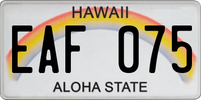 HI license plate EAF075