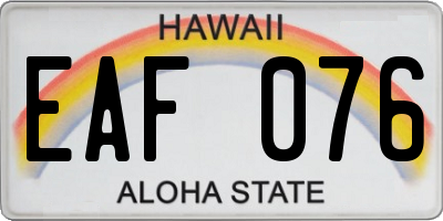 HI license plate EAF076