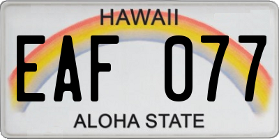 HI license plate EAF077