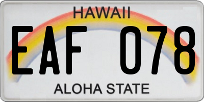 HI license plate EAF078