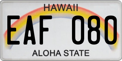 HI license plate EAF080