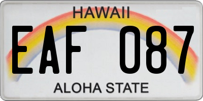 HI license plate EAF087