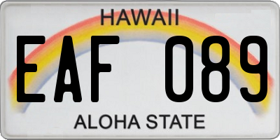 HI license plate EAF089