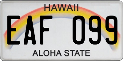 HI license plate EAF099