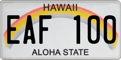 HI license plate EAF100