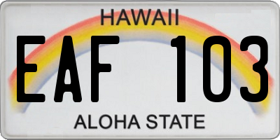 HI license plate EAF103