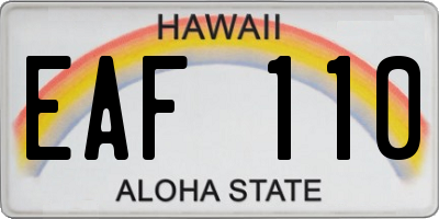 HI license plate EAF110