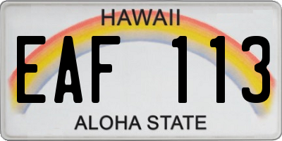 HI license plate EAF113