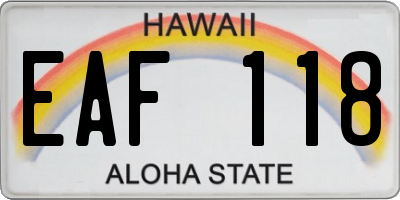 HI license plate EAF118