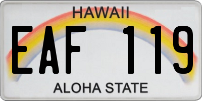 HI license plate EAF119