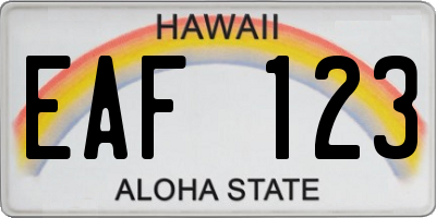 HI license plate EAF123