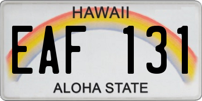 HI license plate EAF131