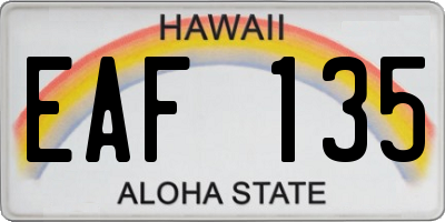 HI license plate EAF135