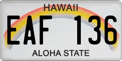 HI license plate EAF136