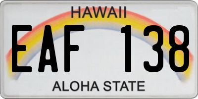 HI license plate EAF138