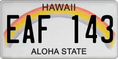 HI license plate EAF143