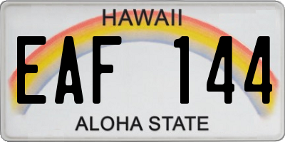 HI license plate EAF144