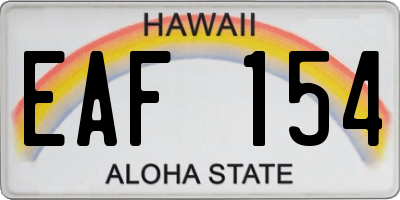 HI license plate EAF154