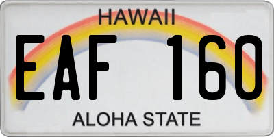 HI license plate EAF160